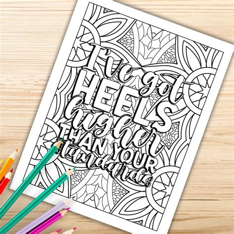 Sassy Quotes Coloring Pages Adult Coloring Pages Pattern Etsy