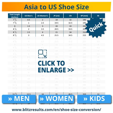 Chinese Shoe Size Conversion Chart