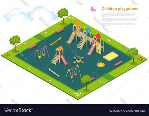 Children Playground Flat 3d Isometric Royalty Free Vector