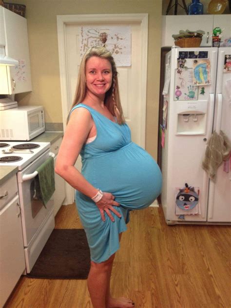 Pregnant Triplets Belly Nine Months
