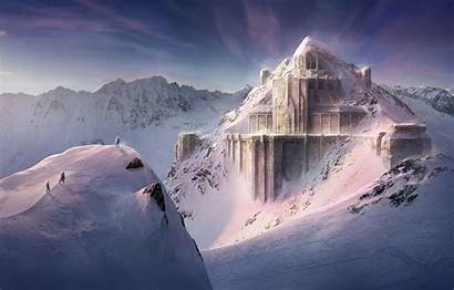 Lord Rings Fortress Dwarven Snow Mountains Construction