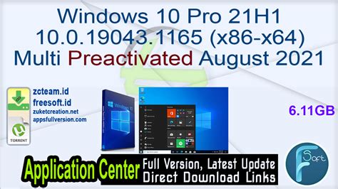 Windows 10 Pro 21h1 100190431165 X86 X64 Multi Preactivated August