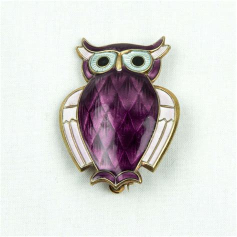 Vintage Enamel Owl David Andersen Norway Sterling Silver Brooch Pins Fine Estate At 1stdibs