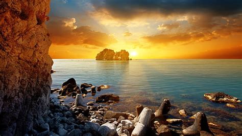 Free Download Sunset Landscapes Sun Sea Seascapes 2560x1600 Nature