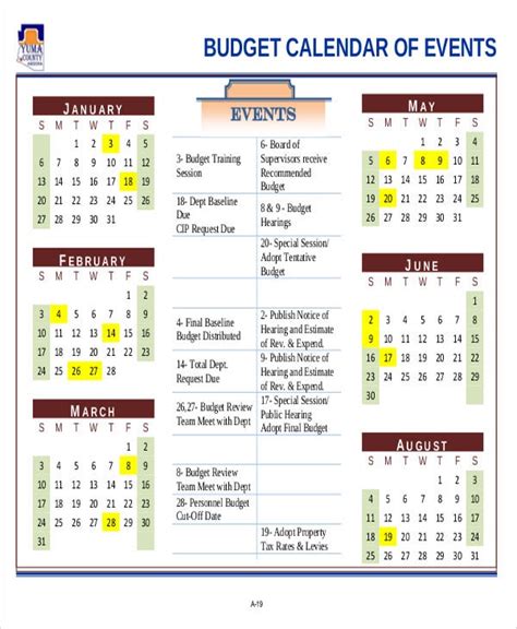 9 Budget Calendar Templates Free Samples Examples Format Download