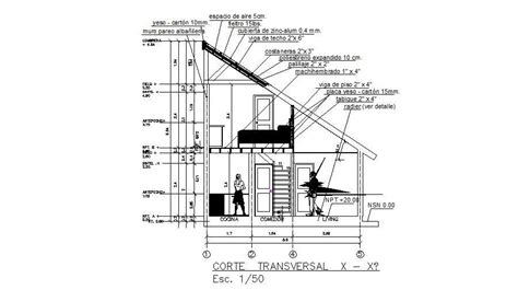 Constructive Sectional Details Of Two Story House Dwg File Cadbull