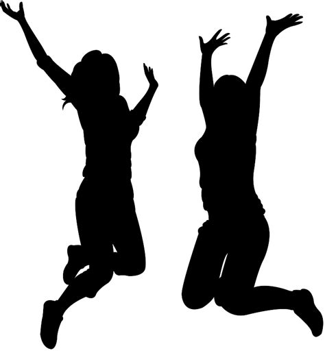 Jumping Girls Silhouette Free Vector Silhouettes