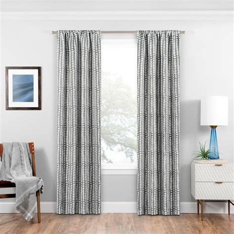 Each curtain panel measures 52 wide x 63 long. Eclipse Blackout Naya 63 in. L Grey Rod Pocket Curtain ...
