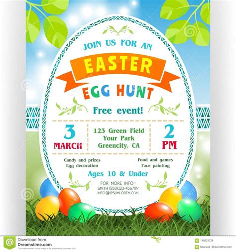 Easter Egg Hunt Announcing Poster Template With Colorful