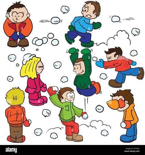Snowball Fight Cartoon Illustration Stock Vector Art And Illustration