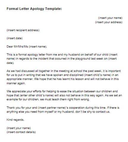 How to start formal letters: Formal Letter Apology Template | Just Letter Templates