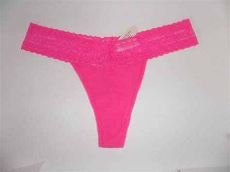 Victorias Secret Vs Cotton Lingerie Lace Waist Thong Panty Ebay