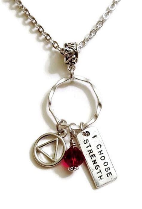 Aa I Choose Strength Charm Holder Pendant Necklace 12 Step Recovery