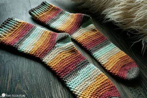 Herringbone Socks Free Crochet Pattern In FIVE Sizes Heart Hook Home