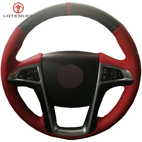 Lqtenleo Carbon Fiber Red Leather Car Steering Wheel Cover For Buick