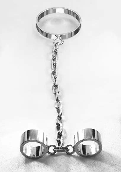 stainless steel heavy hand cuffs slave collar sex bondag restraints adult handcuffs for sex bdsm