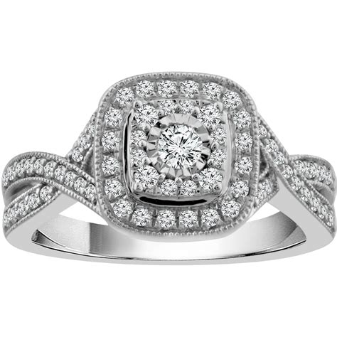 10k White Gold 12 Ctw Diamond Engagement Ring Size 7 Engagement