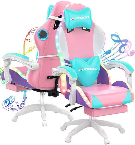 Qudodo Rgb Gaming Chair With Footrest And Bluetooth Speakers