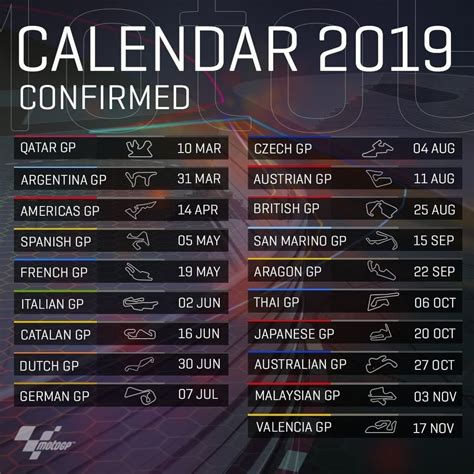 Motogp 2019 Grand Prix Race Schedule Pride Jets