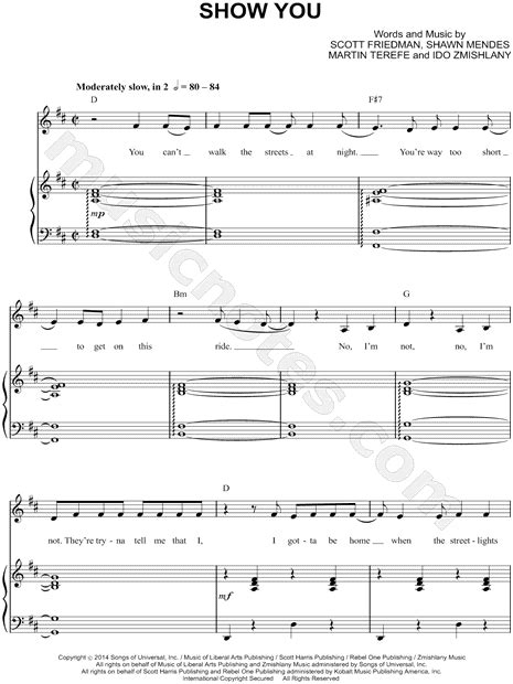 Shawn Mendes Show You Sheet Music In D Major Transposable