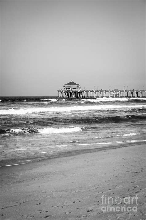 Huntington Beach Pier Black And White Photo Photograph By Paul Velgos