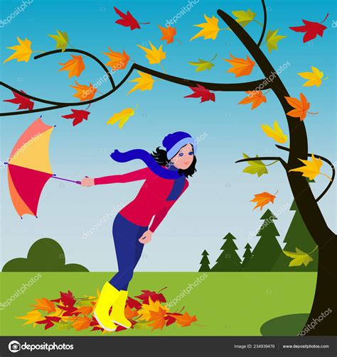 Find & download free graphic resources for windy day. Girl Umbrella Windy Weather Autumn Tree Forest Background ...