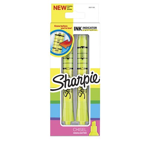 Sharpie Ink Indicator Tank Highlighters Chisel Tip Fluorescent Yellow