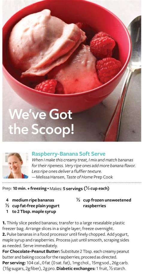 Raspberry Banana Soft Serve From Junejuly 2016 Taste Of Home Banana