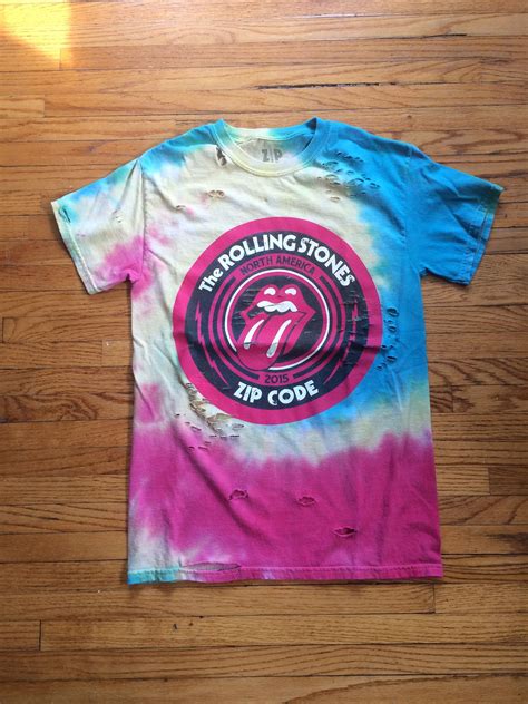 The Rolling Stones Tie Dye Thrashed Up Zip Code Tour T Shirt Etsy