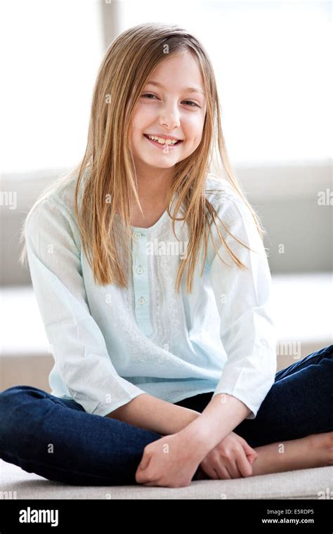Smiling 9 Year Old Girl Stock Photo Alamy