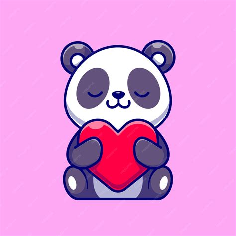 Free Vector Cute Panda Holding Love Heart Cartoon Vector Icon