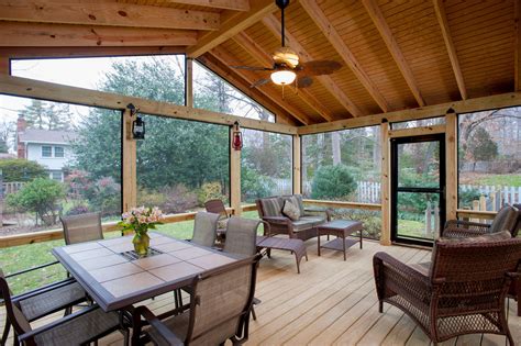 The designer used phantom screens to open the space. Screen Porch Contractor Fairfax | Screened porch designs ...