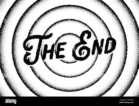 The End Movie Titles With Circles And Retro Stipple Style Stock Vector