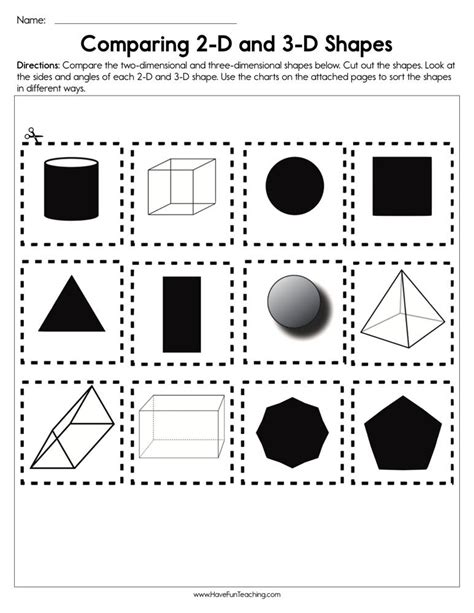 Comparing 2d And 3d Shapes Worksheet • Have Fun Teaching