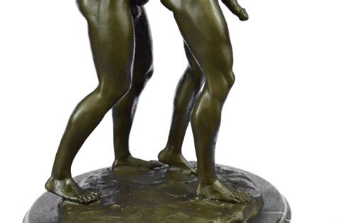 Depict Of Two Gay Men Bronze Sculpture On Marble Base Figurine