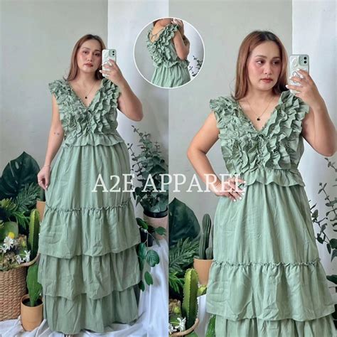 A E Clara Dress Ruffles Vintage Layered Maxi Dress Shopee Philippines