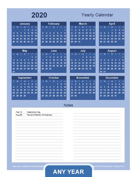 Yearly Calendar Template For 2024 And Beyond