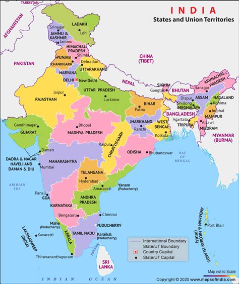 States And Capitals Of India 2020 Updated List Total 28 States And 8
