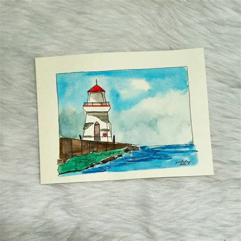 Lighthouse Inspired By Peter Sheeler Watercolor Painting Peter Sheeler
