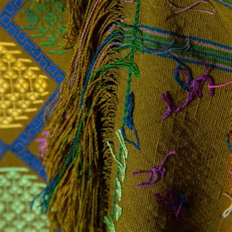 Bhutanese Silk Woven Kira Textile Multi Color On Brown Chairish