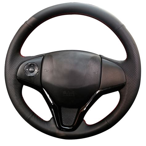Black Synthetic Leather Car Steering Wheel Cover For Honda New Fit City