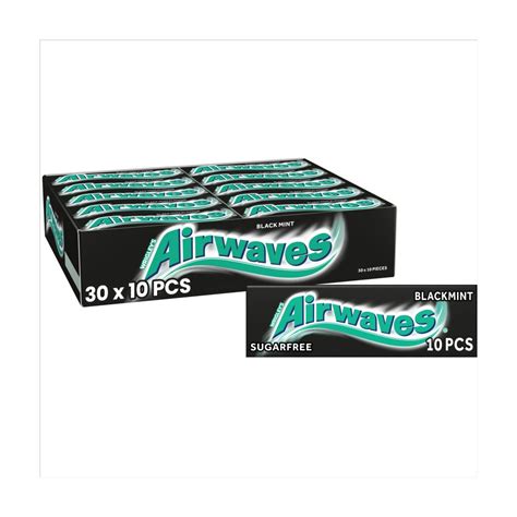 Airwaves Black Mint Flavour Sugarfree Chewing Gum 10 Pieces Bb Foodservice