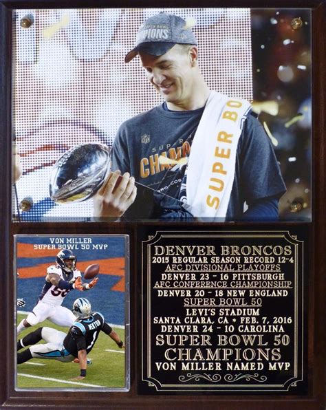 Denver Broncos Super Bowl 50 Champions Photo Plaque Peyton Manning Von