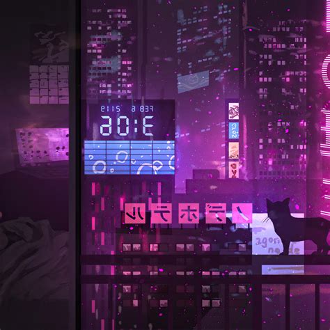 2048x2048 Anime Girl City Night Neon Cyberpunk 4k Ipad Air