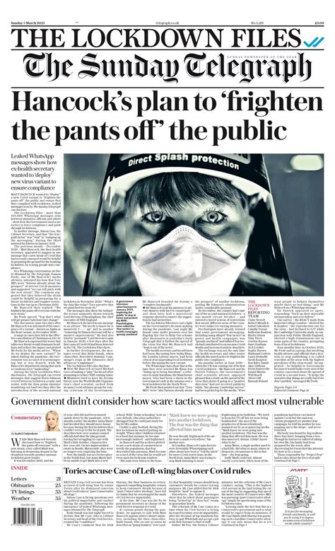 Sunday Telegraph Front Page 5th Of March 2023 Tomorrow S Papers Today