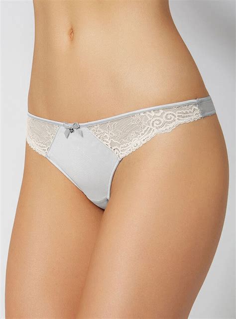 Annette Satin And Lace Thong Boux Avenue