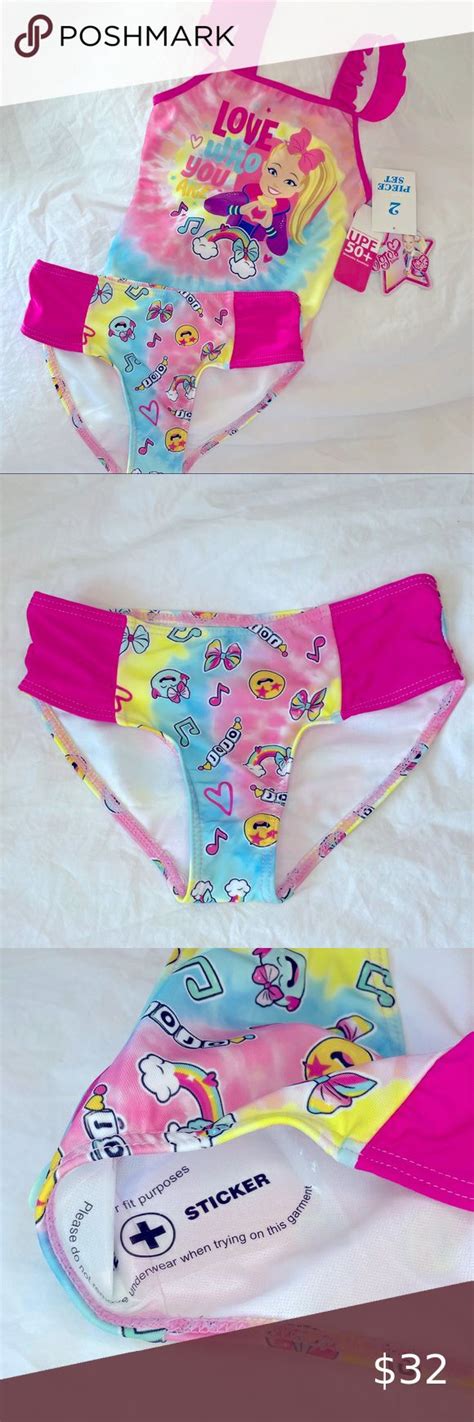 Nwt Girls 6x Two Piece Colorful Jojo Siwa Swimsuit By Nickelodeon