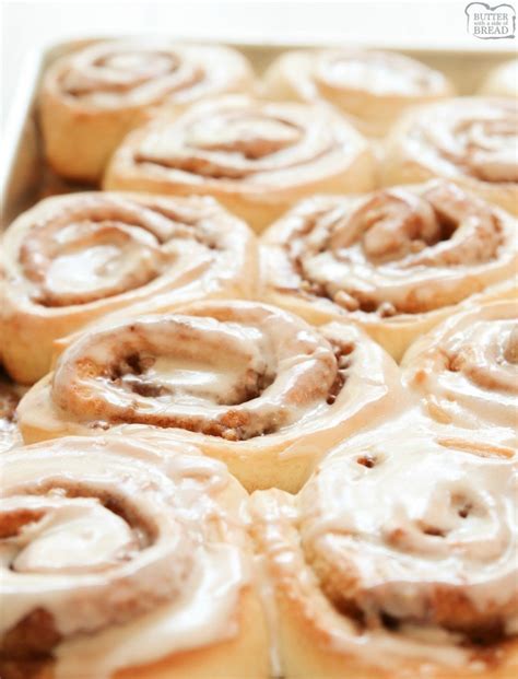 Homemade Cinnamon Rolls Butter With A Side Of Bread