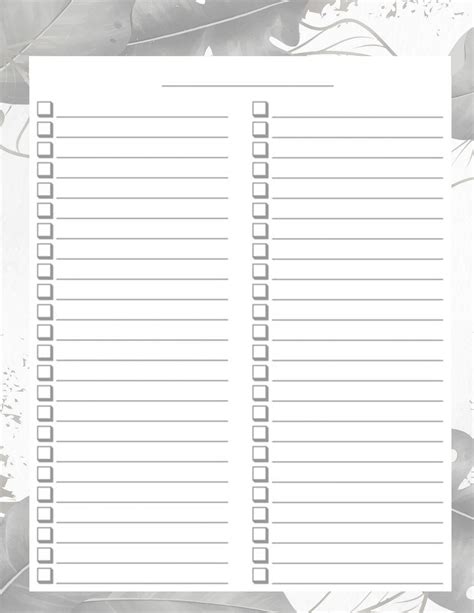Blank Checklist Some Of This And That