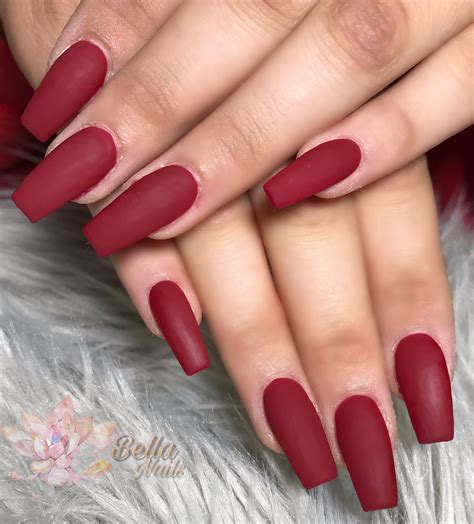 Red Matte Nails Coffin Shape Nails Red Acrylic Nails Red Matte Nails